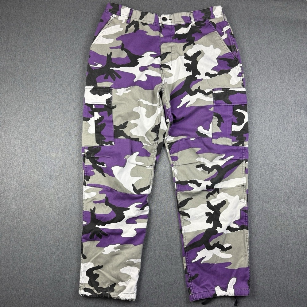 Rothco Purple Camo Cargo BDU Pants Mens Large 35-39 Regular Tactical Button Fly